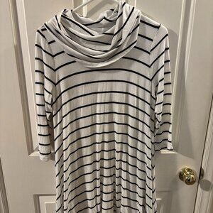 Altar'd State Women's Tunic Style Black/White Striped Dress with Cowl Neck ~ Med